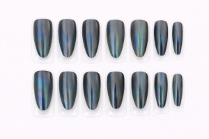 Set 12 perechi unghii false Press-On cu efect Holografic Multicolor - Img 2