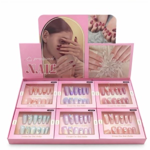 Set 12 perechi unghii false press-on, modele mixte, efect gel, reutilizabile