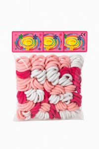 Set 12 x elastice par, 6 elastice pe card, culori roz alb rosu, elastice groase - Img 2