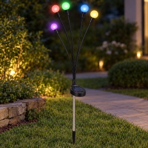 Set 2 Lampi solare decorative gradina, tip licurici, 6 LED multicolor, alimentare solara,38x6cm - Img 2