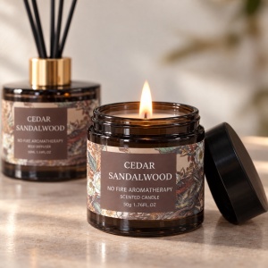 Set cadou lumânare parfumată și difuzor cu bețișoare, parfum cedru și santal, 20 × 14 cm - Img 4