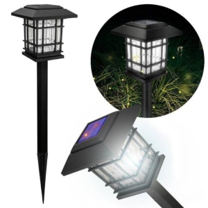 Set de 4 Lumini Solare LED pentru Grădină, Negre, din Plastic - Img 2