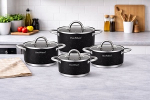 Set de vase de gătit Royalty Line, 4 piese, metal, antiaderent, culoare negru - Img 3