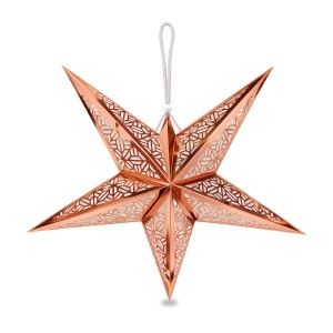 Stea decorativă de Crăciun, cu agățătoare, rose-gold, aprox. 60 x 55 cm, plastic și PVC - Img 2