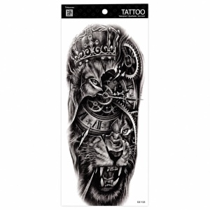 Tatuaj Semipermanent cu Vultur, Leu și Mecanism de Ceas – 45 cm