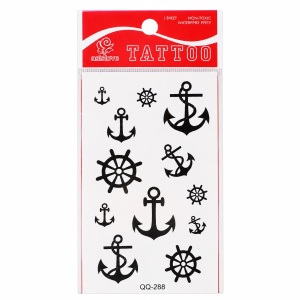 Tatuaj Temporar Semipermanent Marinăresc cu Ancore și Cârme 10 cm