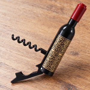 Tirbuson si desfacator sticle, model aleatoriu in forma de sticla de vin, 10 cm - Img 3