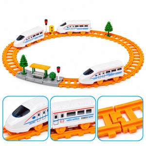 Trenuleț de jucărie cu șine, set din plastic, 24 × 20 × 3,5 cm