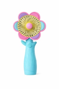 Ventilator portabil copii floare, reincarcabil USB, 3 viteze, design colorat