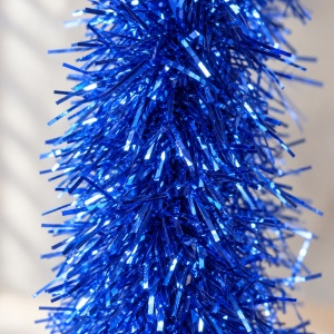 Beteală de Crăciun albastră sclipitoare, plastic, diametru 9 cm, lungime 2 m - Img 3
