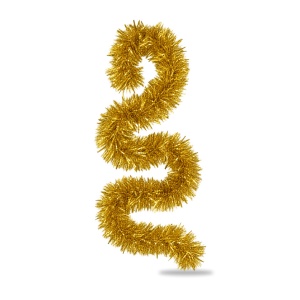 Beteală de Crăciun galben-auriu, plastic, diametru 9 cm, lungime 2 m - Img 2