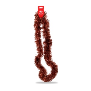 Beteală de Crăciun maro-arămiu, diametru 9 cm, lungime 2 m, plastic - Img 3