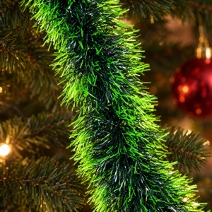 Beteală de Crăciun pentru brad, verde bicolor, plastic, lungime 200 cm, diametru 15 cm - Img 4