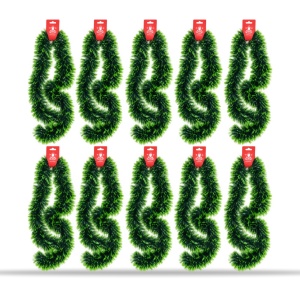 Beteală de Crăciun,plastic, verde cu vârfuri deschise, 200 cm, Ø 8 cm - Img 4