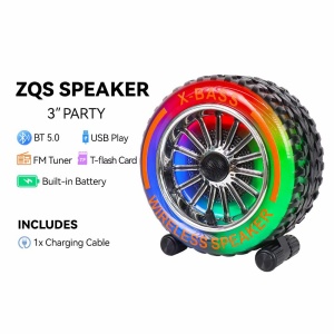 Boxa Portabila Bluetooth Tip Roata cu Lumini LED RGB, USB, FM Radio, Card TF - Img 4