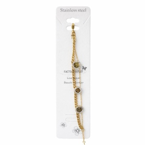 Brățară aurie Roxé cu lanț dublu și simbol Copacul Vieții, inoxidabil 16+4.5 cm