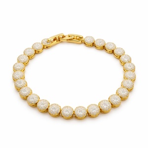 Bratara ROXE aurie cu cristale stralucitoare, design elegant circular, 19 cm