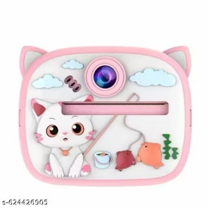 Camera foto instant pentru copii cu printare, design pisica roz, reincarcabila USB