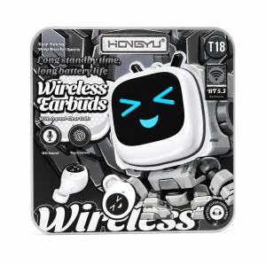 Căști Wireless Bluetooth T18 Albe – Earbuds BT 5.3 cu Sunet HD și Touch Control