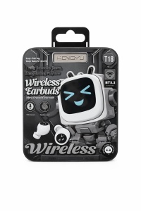 Căști wireless Hongyu T18 Bluetooth 5.3 TWS cu carcasă de încărcare și control tactil, negre - Img 2