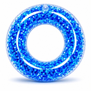 Colac gonflabil albastru 90 cm pentru piscina si plaja, design colorat si distractiv