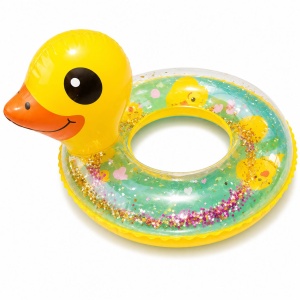 Colac gonflabil copii model ratusca, 70 cm, pentru piscina si mare, design vesel