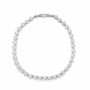 Colier dama ROXE premium argintiu cu cristale stralucitoare, design elegant, 40 cm