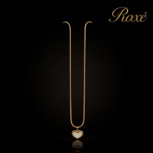 Colier Roxé auriu cu pandantiv inimioară albă – material inoxidabil, 40 cm, reglabil - Img 2