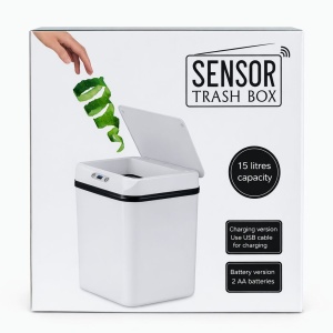 Coș de gunoi cu senzor, 15 litri, plastic, alb, deschidere automată - Img 3