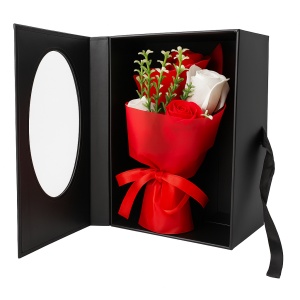 Cutie Tip Carte cu Trandafiri din Sapun Rosii 25x18x8 cm Cadou Romantic Lux - Img 2