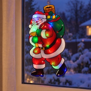 Decorațiune luminoasă de Crăciun Moș Crăciun, LED, model vitraliu, priză, 47 × 22 cm - Img 8