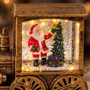 Decorațiune luminoasă , model locomotivă cu Moș Crăciun , 15,5 × 10 cm - Img 5