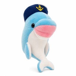 Delfin de plus albastru 20cm cu sepcuta marinar si ventuza pentru geam - Img 2