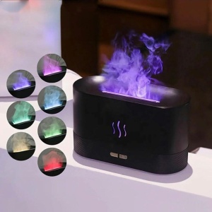 Difuzor aroma cu efect flacara LED, umidificator aer ultrasonic 180ml, aromaterapie, 2 moduri ceata, negru - Img 4