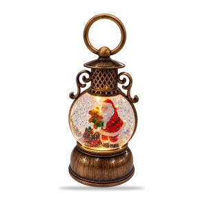 Felinar decorativ de Crăciun cu lumină LED și muzică, cu Mos Craciun , 17,5x6,5 cm - Img 2