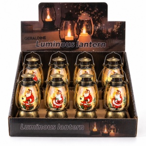 Felinare decorative cu LED de Crăciun, set 12 bucati, din plastic, auriu antic, 13x6 cm - Img 4