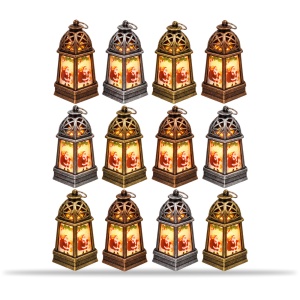 Felinare decorative de Crăciun cu LED alb cald, set de 12 bucati, 13x8 cm, culori asortate - Img 2