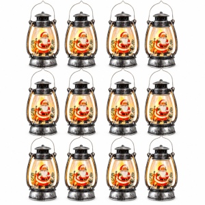 Felinare decorative LED de Crăciun, set de 12 bucăți, argintiu antic, 13x6cm - Img 3