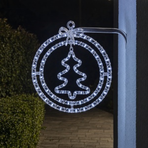 Figurina brad luminoasa LED, decoratiune Craciun de exterior, alb rece, 34x33cm - Img 2