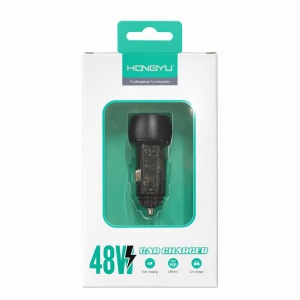 Incarcator auto Hongyu HY-CC03 48W cu 2 porturi USB fast charge, Negru - Img 3