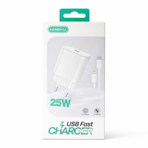 Încărcător rapid Hongyu 25W USB-C cu cablu Lightning, alb - Img 3