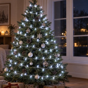 Instalație LED Tip liniar din sarma siliconata, 400 LED alb rece, 50 m - Img 7