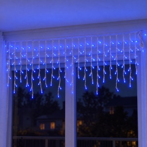 Instalatie LED tip turturi, 120 LED, lumina albastra, 4 m, interconectabila - Img 6