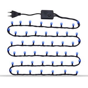 Instalație liniară de Crăciun, 100 LED-uri albastre, 9 m, fir negru, interior/exterior - Img 2