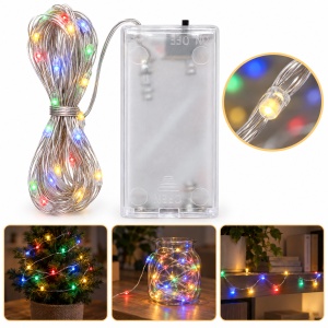 Instalație luminoasă LED pe fir, 30 LED-uri, 3 m, multicoloră, cu baterii neincluse - Img 2