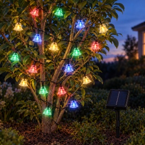Instalație solară de Crăciun cu LED-uri multicolore tip clopotel, 4m, 20LED - Img 3