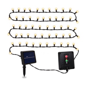 Instalație solară luminoasă de Crăciun, 100 LED alb cald, 10 m, LED in forma de globulet - Img 3