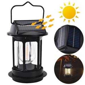Lanterna solară cu senzor pentru exterior, plastic negru, reîncărcare solară și încărcare USB