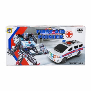 Masinuta ambulanta transformabila in robot, jucarie 2 in 1 cu lumini si sunete, 22cm