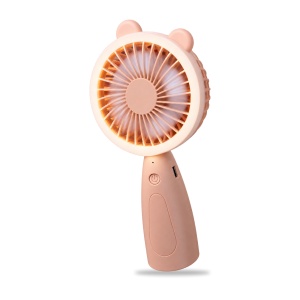 Mini ventilator de mână cu lumină LED, 3 trepte de viteză, reîncărcabil USB, bej - Img 2